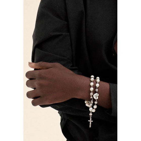 Kit 2 Pulseiras Espirito Santo Perolas Fe III Prata Boho 2